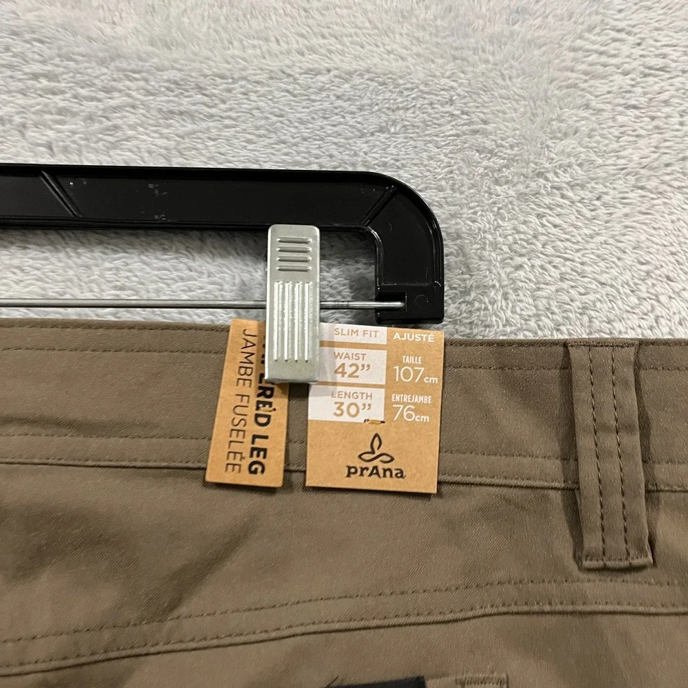 Prana Brion Slim Pant II Men 42x30 (fit 41x30) Mud Stretch Slim Tapered Pants